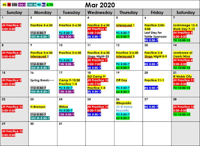 Field Calendar