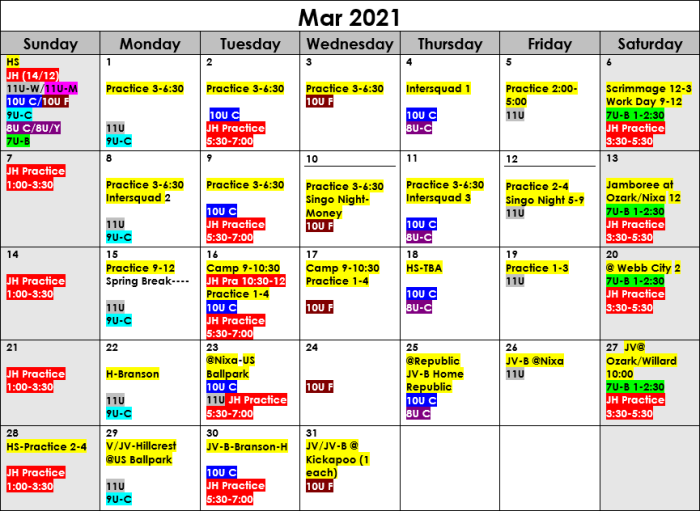 Field Calendar